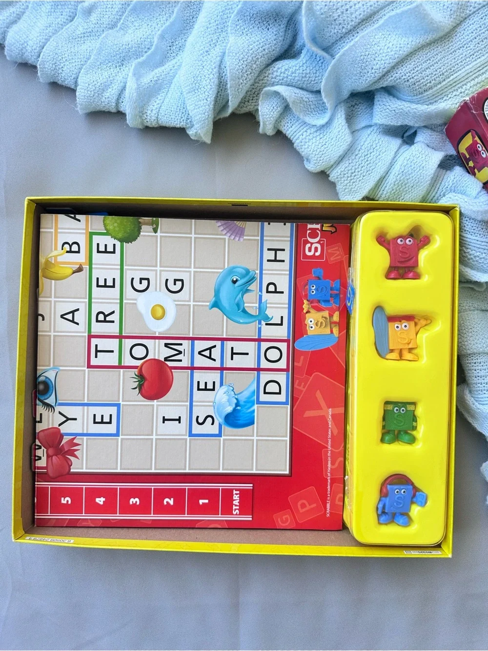 Hasbro Scrabble Junior Board Game with Blue, Red, Green & Yellow Characters